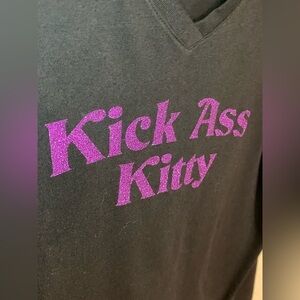 Women’s Kick Ass Kitty V-neck T-Shirt Size 3X